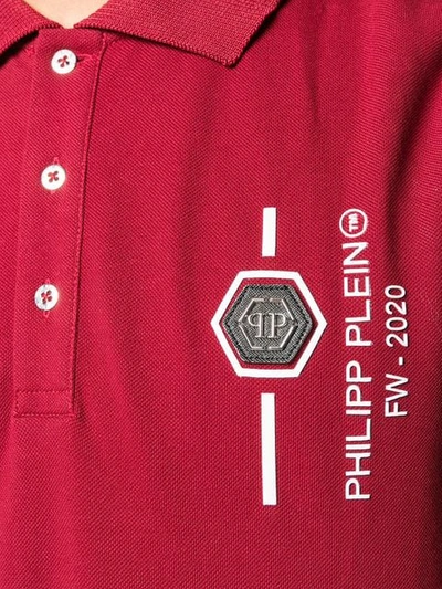 Shop Philipp Plein Skull Print Polo Shirt In Red