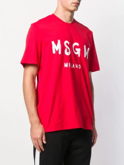 Shop Msgm T-shirt Mit Logo - Rot In Red