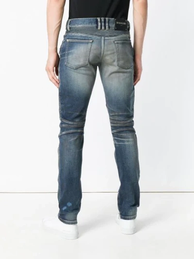 Shop Balmain Slim Fit Biker Jeans - Blue