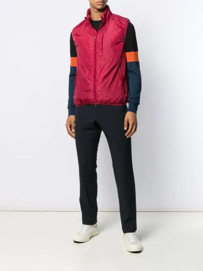 Shop Aspesi Zipped Gilet Jacket In Red