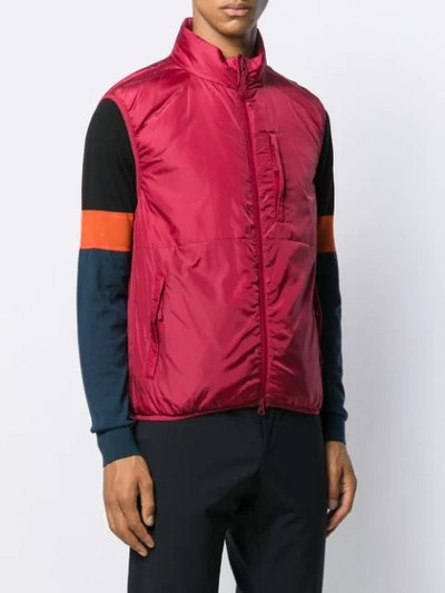 Aspesi Zipped Gilet Jacket In Red