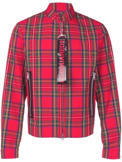 Shop Dsquared2 Check Print Jacket In Red