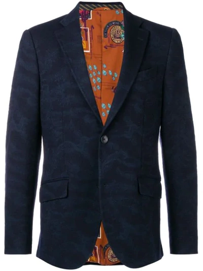 Shop Etro Printed Blazer Jacket In Blue