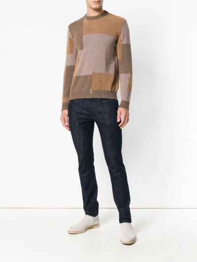 Shop Mauro Grifoni Colour-block Fitted Sweater - Neutrals