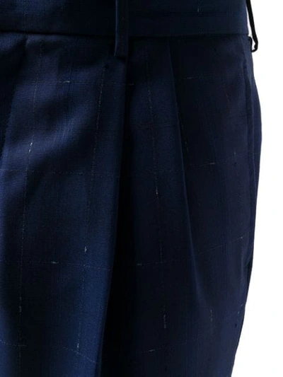 ETRO 格纹阔腿裤 - 蓝色