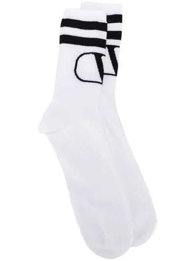 Shop Valentino Vlogo Socks In White