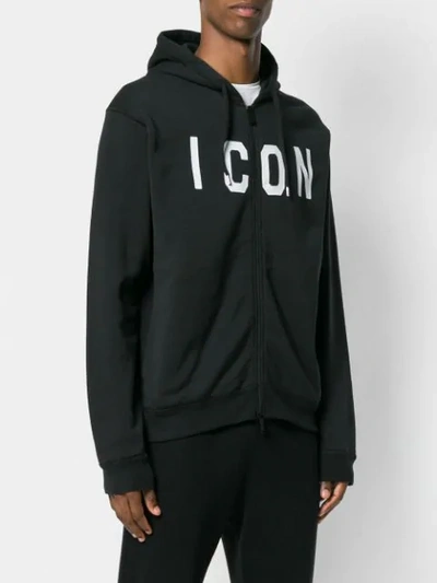 Shop Dsquared2 Icon Slogan Hoodie In Black