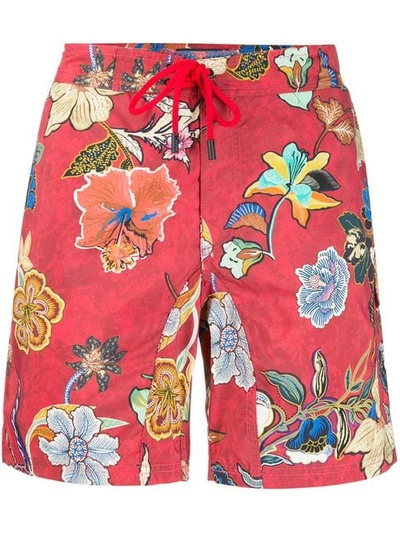 Shop Etro Floral Swim Shorts - Red