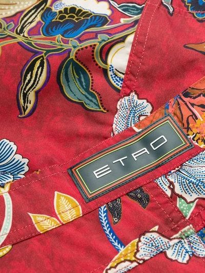 Shop Etro Floral Swim Shorts - Red