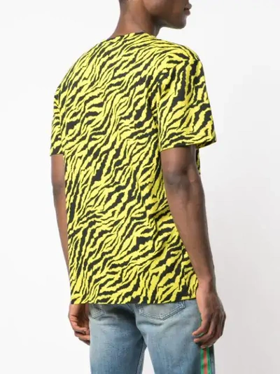 Shop Gucci Fake Logo Zebra Print T-shirt In Yellow