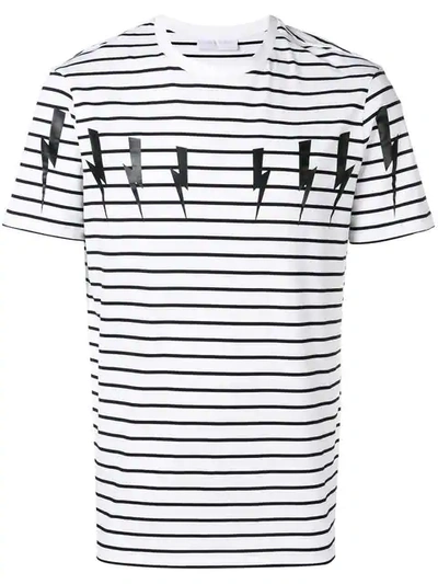 Shop Neil Barrett Striped T-shirt In White