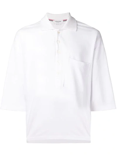 Shop Thom Browne Oversized Piqué Pocket Polo In White