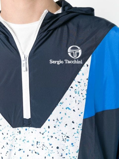 Shop Sergio Tacchini Zipped Neck Hoodie In Blue
