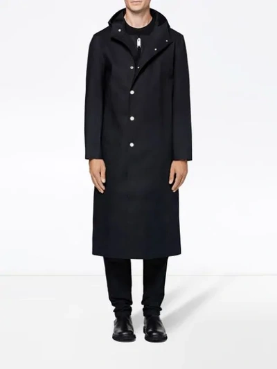Shop Mackintosh Alyx Black Bonded Cotton Hooded Coat