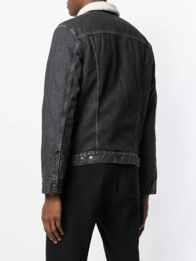 Shop Levi's Shearling Denim Jacket In Black