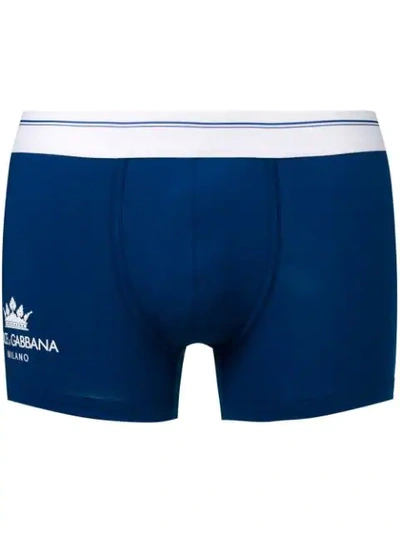 Shop Dolce & Gabbana Underwear Printed Logo Boxers - Blue