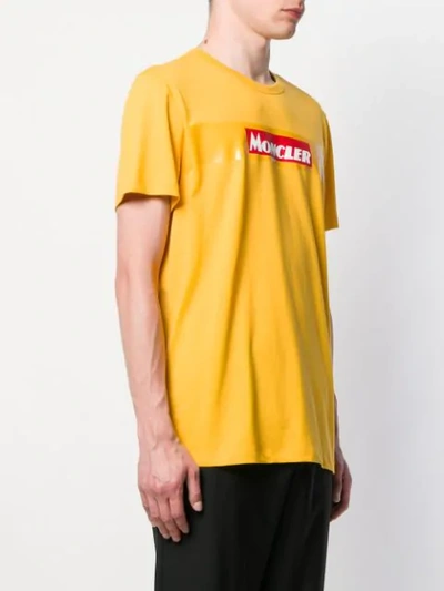 Shop Moncler Logo Print T-shirt In Yellow