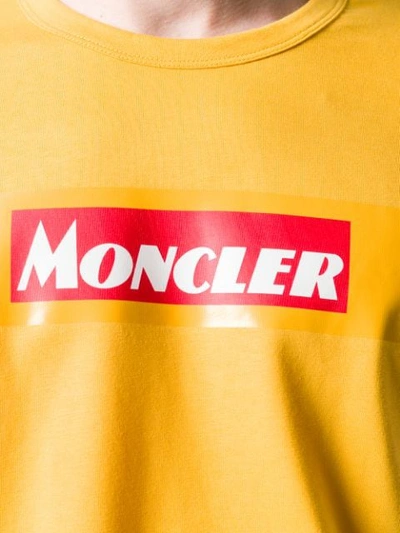 Shop Moncler Logo Print T-shirt In Yellow