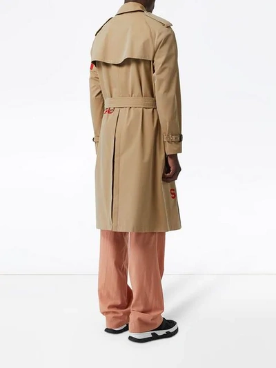 Shop Burberry Horseferry Print Cotton Gabardine Trench Coat In Neutrals