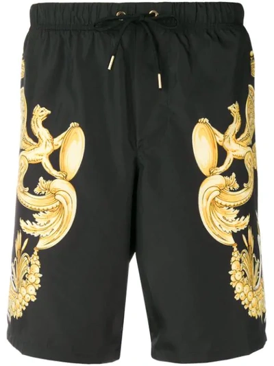 Shop Versace Printed Shorts - Black