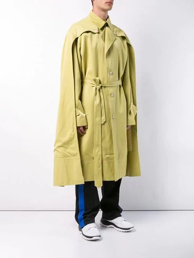 Shop Chin Mens Double Cloak Trench Coat  In Apple Green