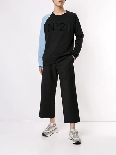 Shop N°21 Colour Block Sweatshirt In Black