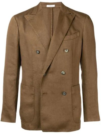 Shop Boglioli Double Breasted Lightweight Blazer In Brown