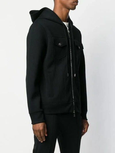 Shop Neil Barrett Zipped Hoodie In Black