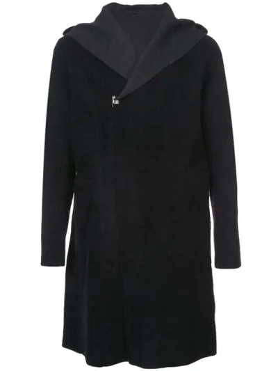 Shop Taichi Murakami Off-centre Hooded Coat In Black