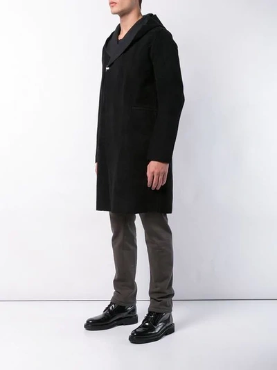 Shop Taichi Murakami Off-centre Hooded Coat In Black