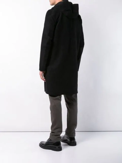 Shop Taichi Murakami Off-centre Hooded Coat In Black