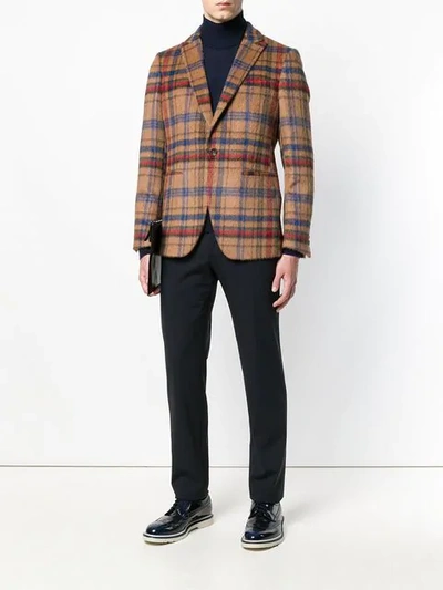 Shop Etro Checked Jacket In Brown