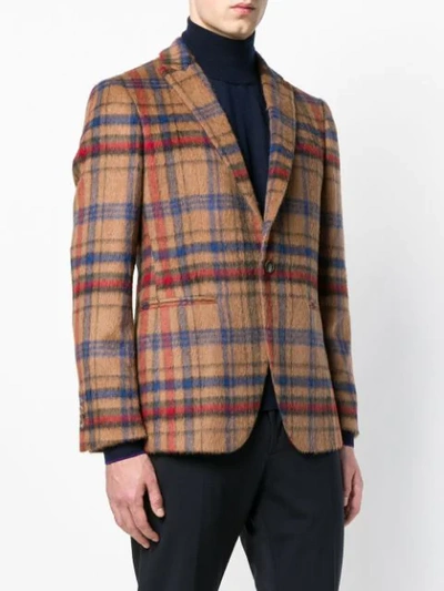 Shop Etro Checked Jacket In Brown