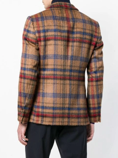 Shop Etro Checked Jacket In Brown