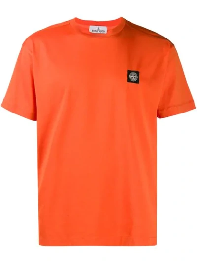 Shop Stone Island Logo Patch T-shirt In Orange