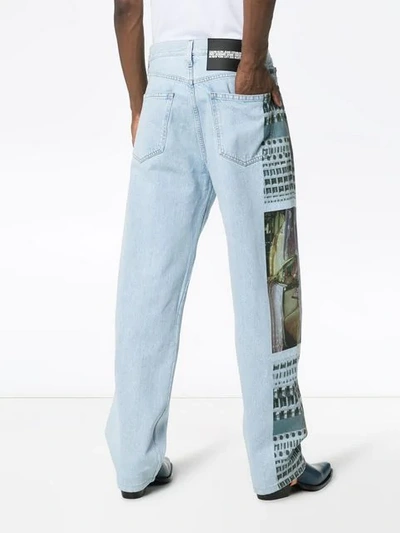 Shop Calvin Klein Jeans Est.1978 Printed Patch Wide-leg Jeans In Blue