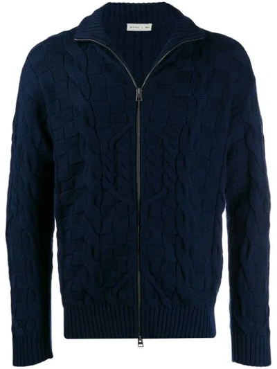 Shop Etro Cable Knit Cardigan In Blue