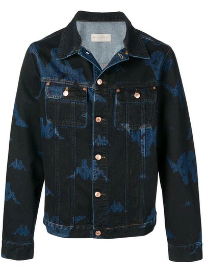 Shop Paura X Kappa Logo Print Denim Jacket In Blue