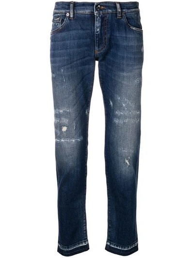 Shop Dolce & Gabbana Distressed Skinny Jeans In Blue