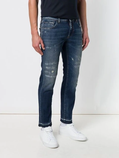 Shop Dolce & Gabbana Distressed Skinny Jeans In Blue