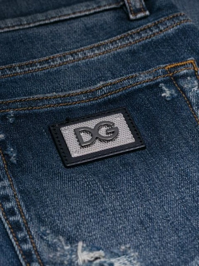 Shop Dolce & Gabbana Distressed Skinny Jeans In Blue