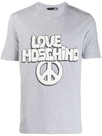 Shop Love Moschino Printed Logo T-shirt In Grey