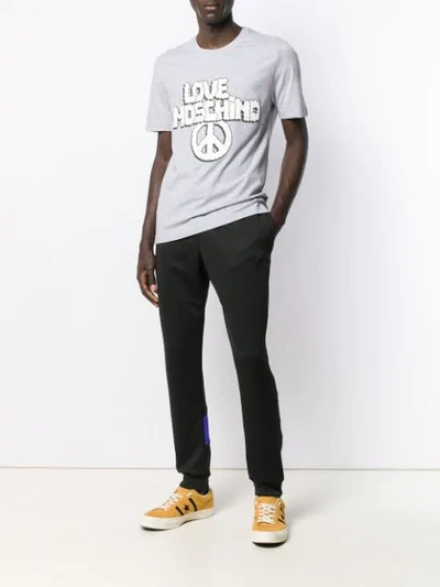 Shop Love Moschino Printed Logo T-shirt In Grey