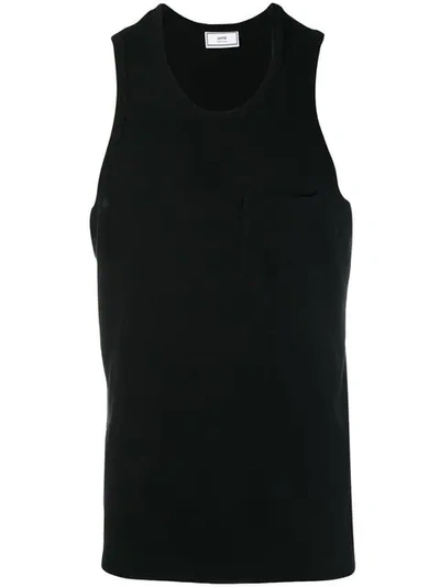 Shop Ami Alexandre Mattiussi Tank Top With Chest Pocket In Black