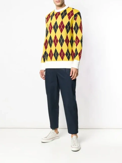 Shop Lc23 Rhomb Pattern Sweater - Yellow