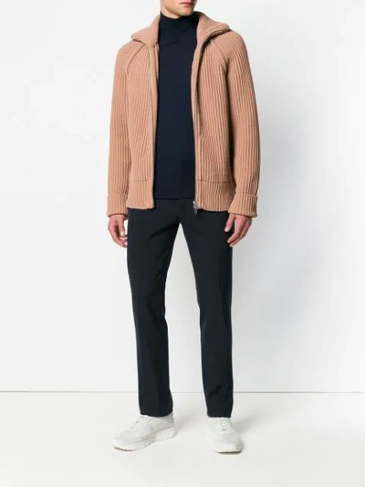 Shop Maison Margiela Zipped Longsleeved Sweater In Brown