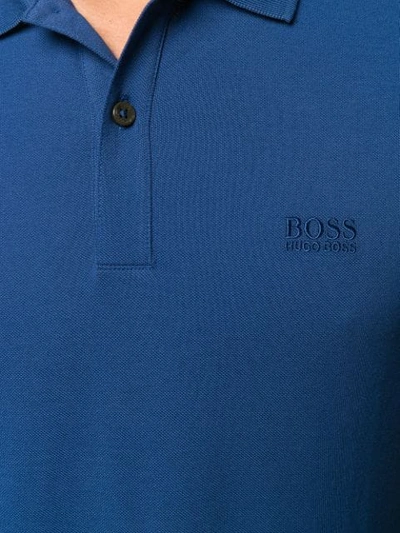Shop Hugo Boss Boss  Embroidered Logo Polo Shirt - Blue