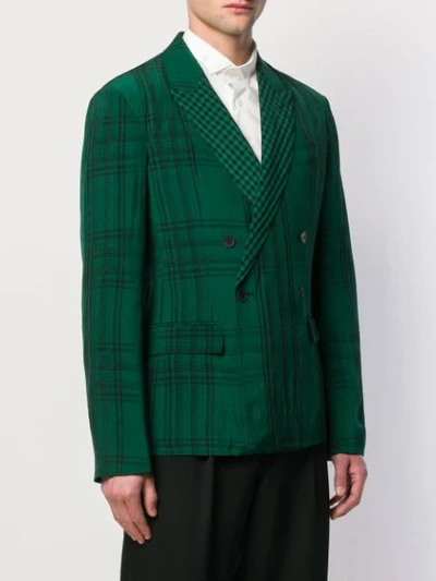 Shop Haider Ackermann Double Breasted Check Blazer In Green