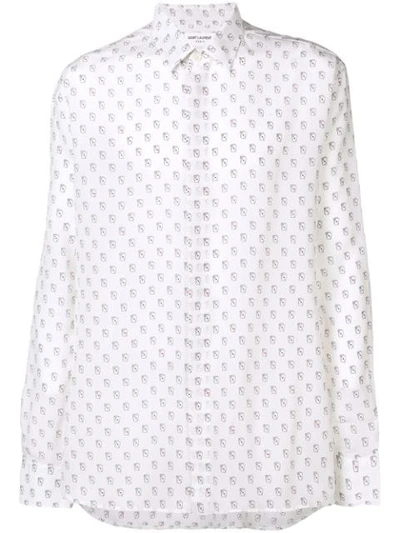 Shop Saint Laurent Playing Card Printed Shirt In White