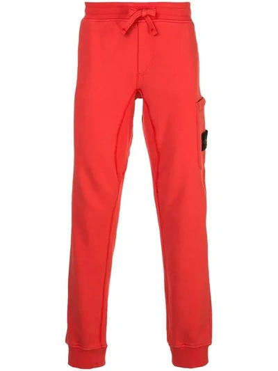 Shop Stone Island Coral Sweatpants In Red
